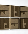 Side view of FeltArt 'Estile' set of 6 panels in the color olive mist, 60x60.