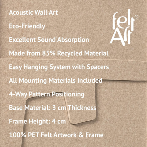 Key features of FeltArt 'Estile' in the color pale sand.