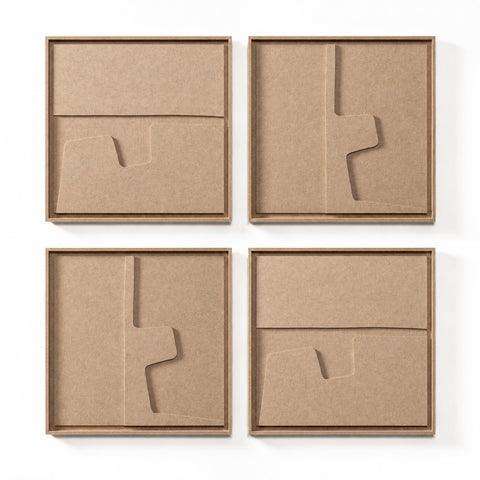 FeltArt 'Estile' set of 4 panels in the color pale sand, 60x60.