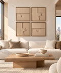 Interior with FeltArt 'Estile' set of 4 panels in the color pale sand, 60x60.