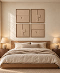 Interior with FeltArt 'Estile' set of 4 panels in the color pale sand, 60x60, second view.