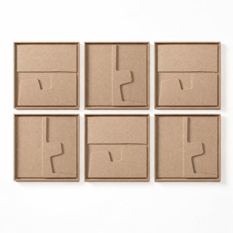 FeltArt 'Estile' set of 6 panels in the color pale sand, 60x60.