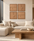 Interior with FeltArt 'Estile' set of 4 panels in the color soft dune, 60x60, second view.