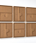 Side view of FeltArt 'Estile' set of 6 panels in the color soft dune, 60x60.