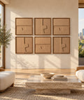 Interior with FeltArt 'Estile' set of 6 panels in the color soft dune, 60x60.
