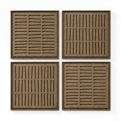 FeltArt 'Harmoni' set of 4 panels in the color olive mist, 60x60.