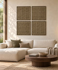 Interior with FeltArt 'Harmoni' set of 4 panels in the color olive mist, 60x60.