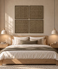 Interior with FeltArt 'Harmoni' set of 4 panels in the color olive mist, 60x60, second view.