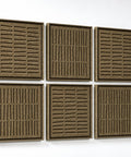 Side view of FeltArt 'Harmoni' set of 6 panels in the color olive mist, 60x60.