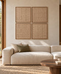 Interior with FeltArt 'Harmoni' set of 4 panels in the color pale sand, 60x60, second view.