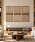 Interior with FeltArt 'Harmoni' set of 6 panels in the color pale sand, 60x60.
