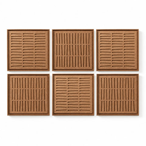 FeltArt 'Harmoni' set of 6 panels in the color soft dune, 60x60.