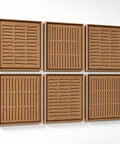 Side view of FeltArt 'Harmoni' set of 6 panels in the color soft dune, 60x60.