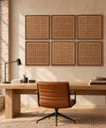 Interior with FeltArt 'Harmoni' set of 6 panels in the color soft dune, 60x60, second view.