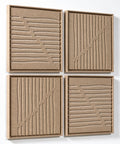 Side view of FeltArt 'Linoa' set of 4 panels in the color pale sand, 60x60.