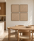 Interior with FeltArt 'Linoa' set of 4 panels in the color pale sand, 60x60, second view.