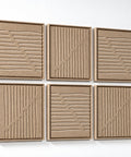 Side view of FeltArt 'Linoa' set of 6 panels in the color pale sand, 60x60.