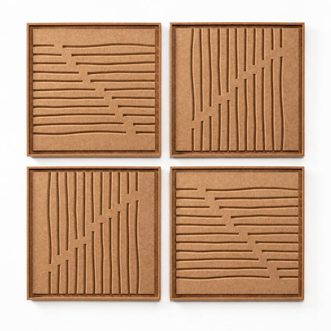 FeltArt 'Linoa' set of 4 panels in the color soft dune, 60x60.