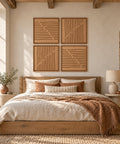 Interior with FeltArt 'Linoa' set of 4 panels in the color soft dune, 60x60, second view.