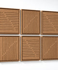 Side view of FeltArt 'Linoa' set of 6 panels in the color soft dune, 60x60.