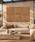 Interior with FeltArt 'Linoa' set of 6 panels in the color soft dune, 60x60.