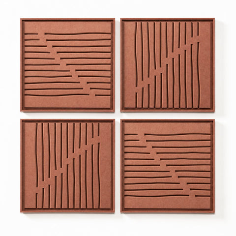 FeltArt 'Linoa' set of 4 panels in the color terra bloom, 60x60.