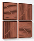 Side view of FeltArt 'Linoa' set of 4 panels in the color terra bloom, 60x60.