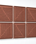 Side view of FeltArt 'Linoa' set of 6 panels in the color terra bloom, 60x60.