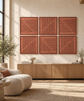 Interior with FeltArt 'Linoa' set of 6 panels in the color terra bloom, 60x60.