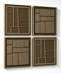 Side view of FeltArt 'Modura' set of 4 panels in the color olive mist, 60x60.