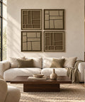 Interior with FeltArt 'Modura' set of 4 panels in the color olive mist, 60x60.