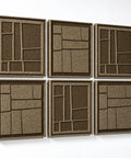 Side view of FeltArt 'Modura' set of 6 panels in the color olive mist, 60x60.