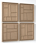 Side view of FeltArt 'Modura' set of 4 panels in the color pale sand, 60x60.