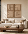 Interior with FeltArt 'Modura' set of 4 panels in the color pale sand, 60x60.