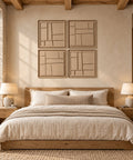 Interior with FeltArt 'Modura' set of 4 panels in the color pale sand, 60x60, second view.