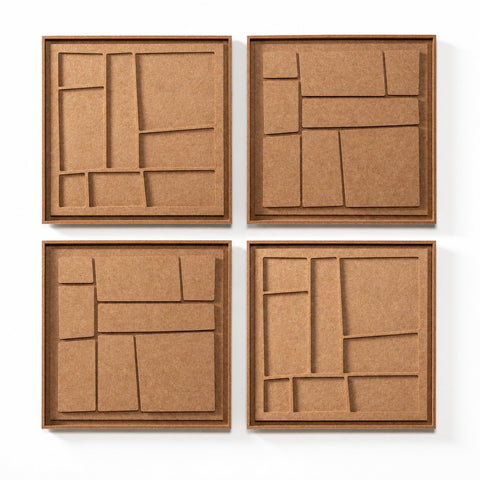 FeltArt 'Modura' set of 4 panels in the color soft dune, 60x60.