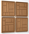 Side view of FeltArt 'Modura' set of 4 panels in the color soft dune, 60x60.