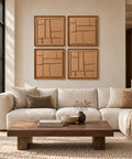 Interior with FeltArt 'Modura' set of 4 panels in the color soft dune, 60x60, second view.
