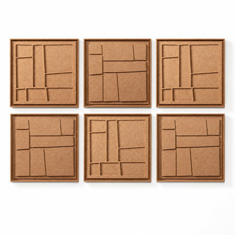 FeltArt 'Modura' set of 6 panels in the color soft dune, 60x60.