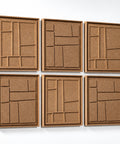Side view of FeltArt 'Modura' set of 6 panels in the color soft dune, 60x60.