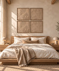 Interior with FeltArt 'Naturale' set of 4 panels in the color pale sand, 60x60.