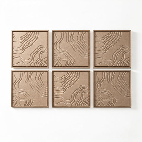 FeltArt 'Naturale' set of 6 panels in the color pale sand, 60x60.