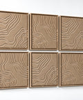 Side view of FeltArt 'Naturale' set of 6 panels in the color pale sand, 60x60.