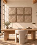 Interior with FeltArt 'Naturale' set of 6 panels in the color pale sand, 60x60.