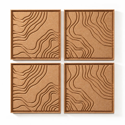 FeltArt 'Naturale' set of 4 panels in the color soft dune, 60x60.