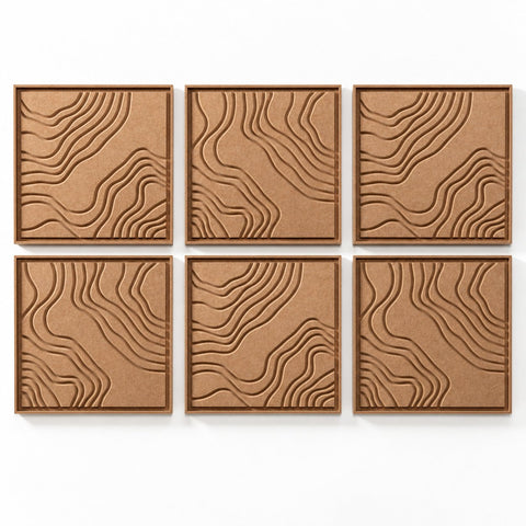 FeltArt 'Naturale' set of 6 panels in the color soft dune, 60x60.