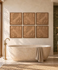 Interior with FeltArt 'Naturale' set of 6 panels in the color soft dune, 60x60.