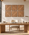 Interior with FeltArt 'Naturale' set of 6 panels in the color soft dune, 60x60, second view.