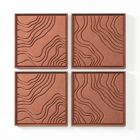 FeltArt 'Naturale' set of 4 panels in the color terra bloom, 60x60.