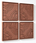 Side view of FeltArt 'Naturale' set of 4 panels in the color terra bloom, 60x60.